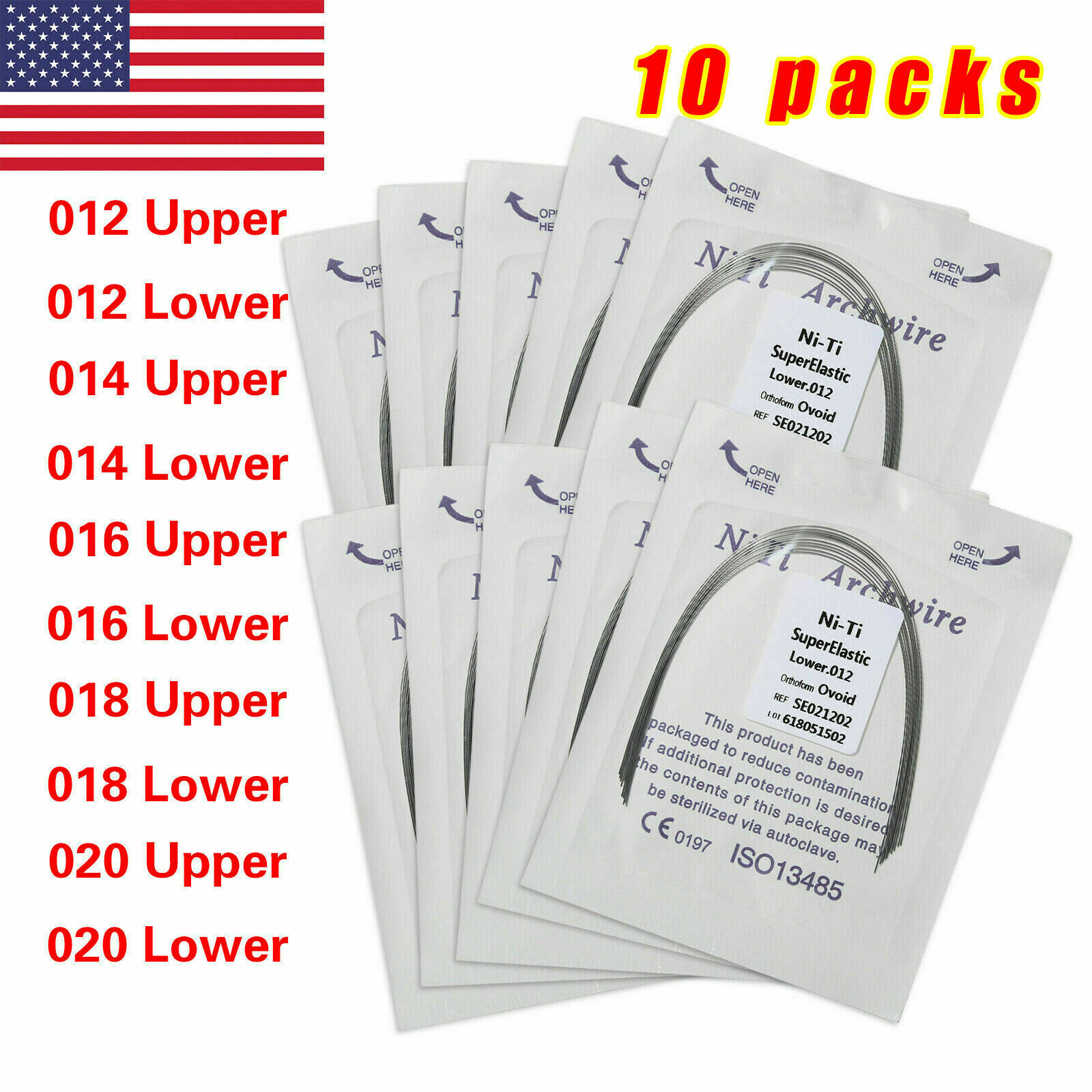 100 Pcs Dental Orthodontic Super Elastic Niti Round Arch Wires Ovoid Form Usa
