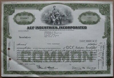 Acf Industries Incorporated Stock Certificate 1976 - Series: Sd16967