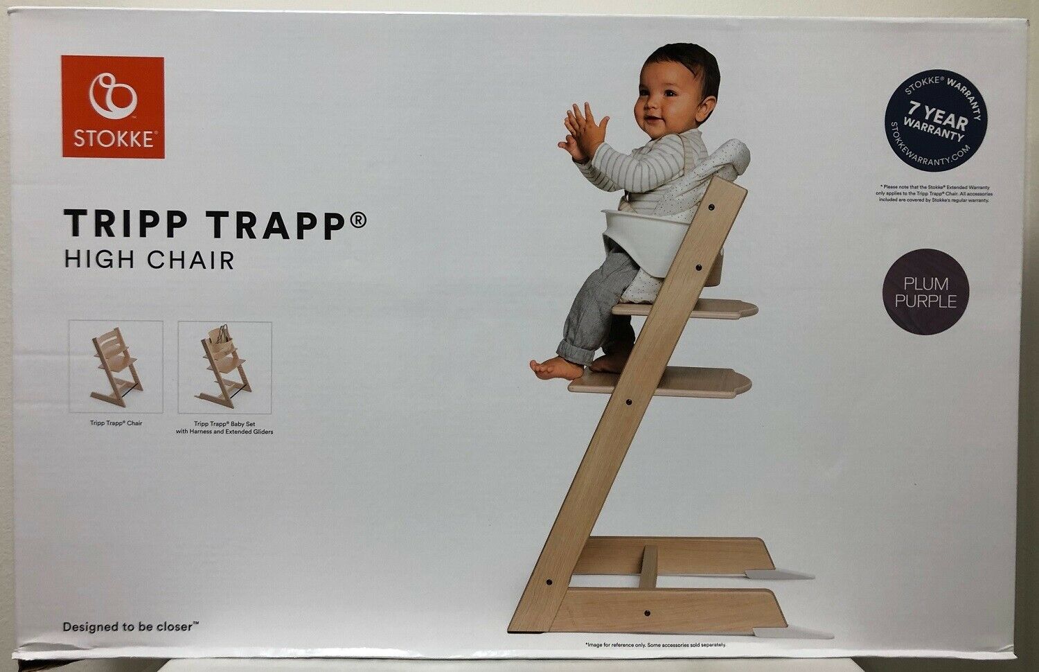 Stokke Tripp Trapp Baby High Chair With Baby Set Harness & Extended Glider New